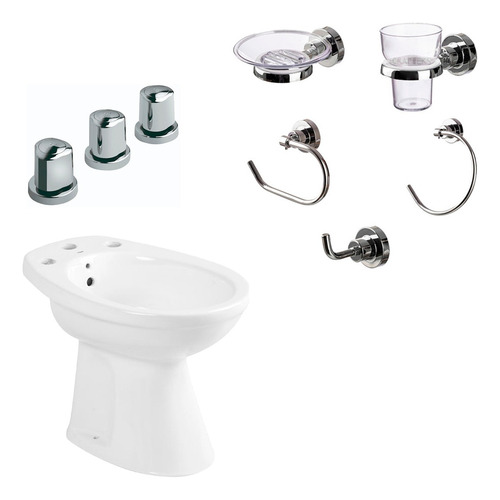 Bidet Roca + Grifería Peirano + Accesorios 5 Piezas Aqualaf