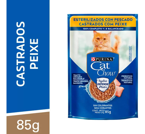 Cat Chow Sachê Para Gatos Adultos Castrados Sabor Peixe 85 G