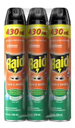 Pack Insecticida Raid Casa Y Jardín Eucalipto X3 430ml C/u