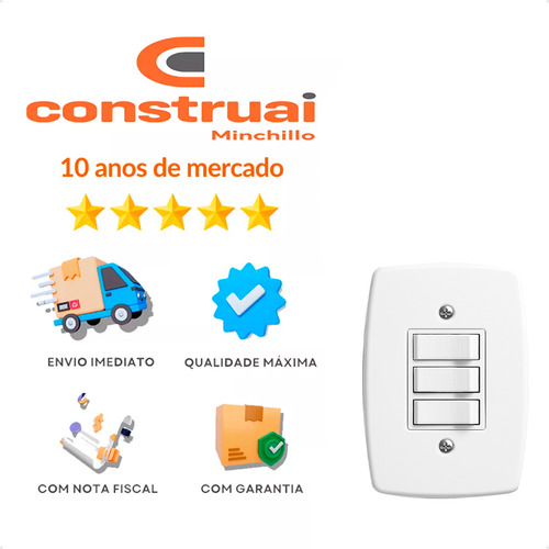 Interruptor 2 Teclas Paralelas Tomada 10a Ideale Pluzie 3223