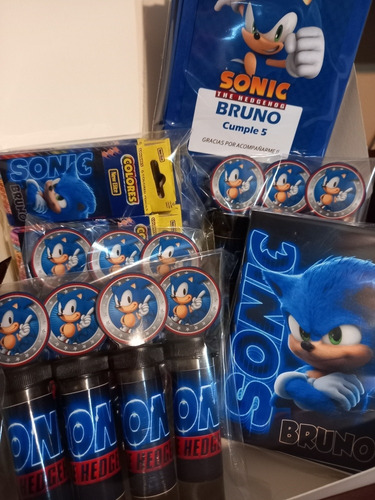 Pack Bolsa Personalizada , Libro +burbujero+colores Sonic !