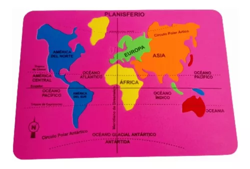 mezcla Organizar Marquesina Planisferio Mapa Continentes Rompecabezas Didáctico Océanos | MercadoLibre
