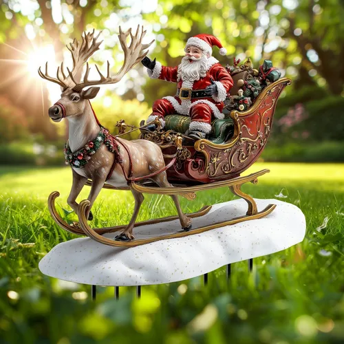 El Jardín De Papá Noel Montado En Un Reno, Regalo, Pile Gro