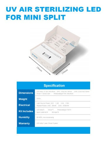 Imagen 6 de 6 de Esterilizador De Aire Uvc Led Para Mini Split - Livingood