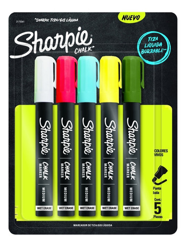 Marcador Tiza Líquida Borrable Sharpie Chalk X5 