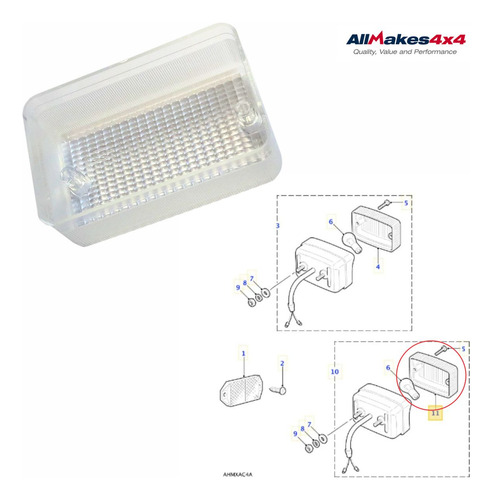 Lente Lanterna Tras Retang Branca Lr Defender 130 1989-2001 Branca Crystal