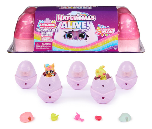Toy Hatchimals Alive Rainbow Splash Con 5 Figuras De Más De