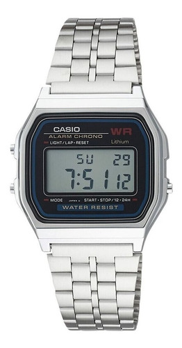 Reloj Casio Hombre A-158wa-1 Acero Inoxidable Con Alarma Led