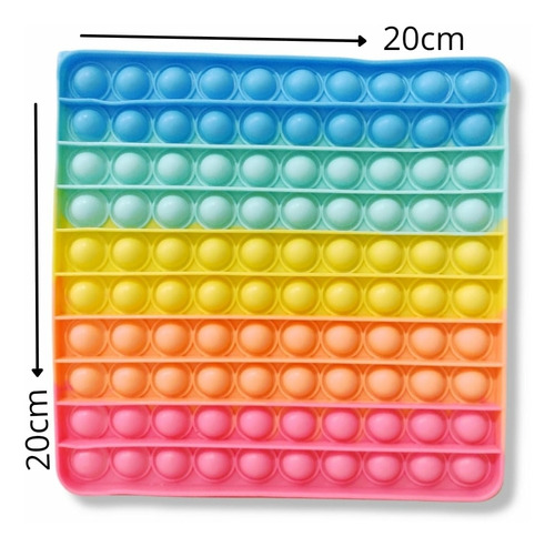 Imagen 2 de 4 de Pop It Gigante Silicona Cuadrado Multicolor Importado 20cm