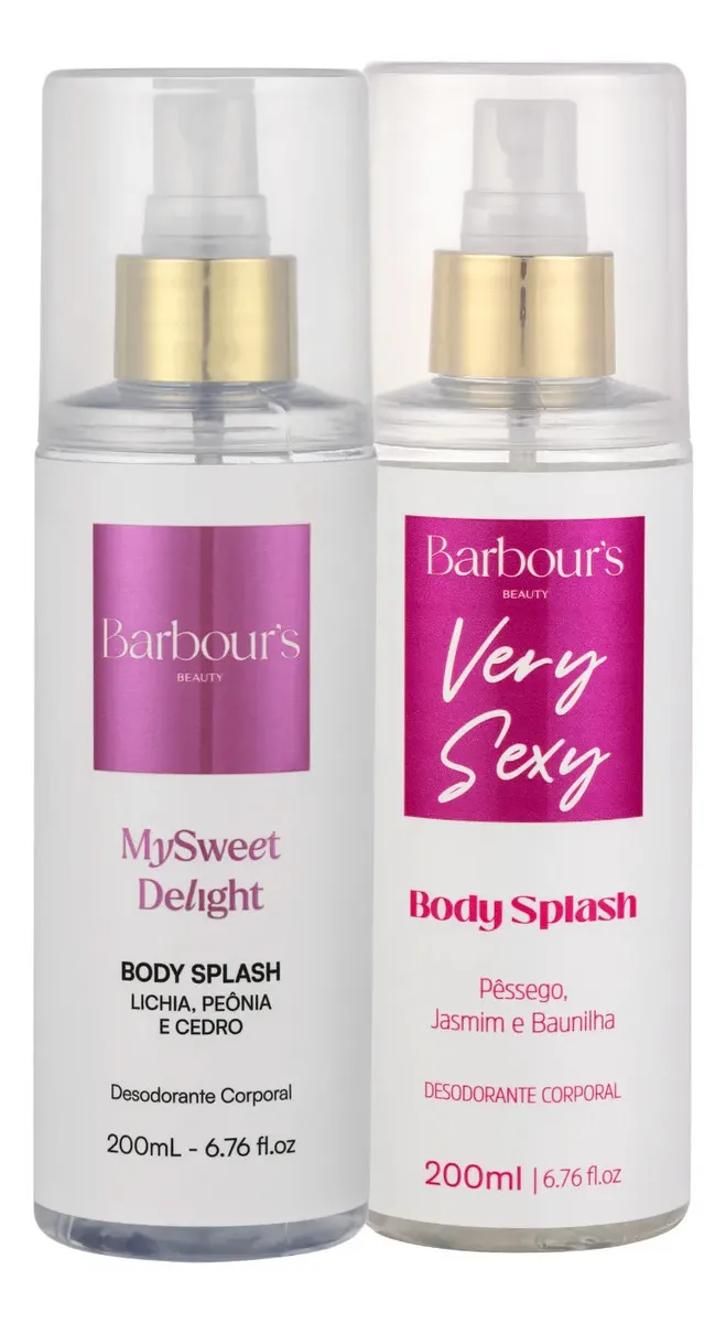 Kit com 2 Body Splash My Sweet Delight e Very Sexy Barbour's 200ml