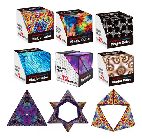 Cubo Mágico Antiestrés 72 Formas Figuras Diferente Magnético Multicolor