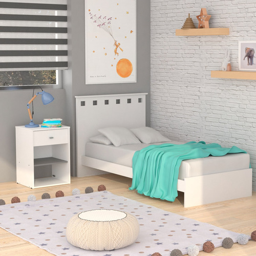 Imagen 3 de 7 de Mesa De Luz Milenial 1 Cajón Dormitorio Juvenil