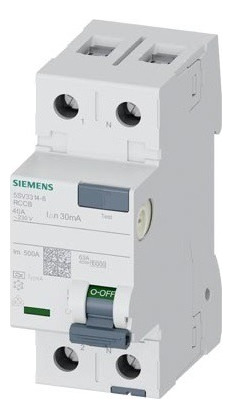 Disyuntor Diferencial Siemens, 2x40a 30ma Tipo A, 5sv3314-6