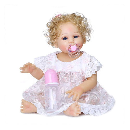 Muñeca Reborn De Silicona 45 Cm Niña Realista Ojos Azules