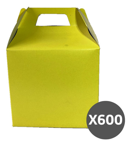 Caja Feliz Carton Cotillon Cajita Amarillo Pack 600