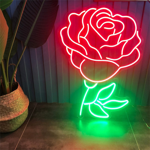 Oyhmc Letrero Luz Led Neon Flor Rosa Para Decoracion Pared X