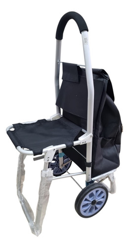 Carro Changuito De Compras Con Silla Plegable Negro