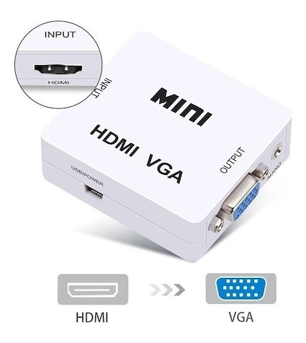 Convertidor Hdmi A Vga Audio Y Video 1080p Full Hd Pc Tv Ps3