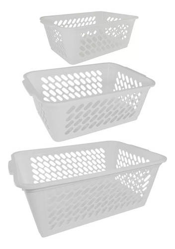 Imagen 1 de 2 de Set X3 Canastos Organizadores Multiusos Con Asas Deses Plast