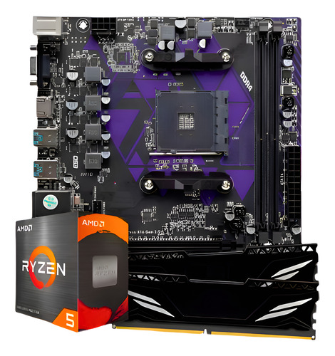 Kit Gamer Amd Ryzen 5 5500 + A520m K+ 16gb Ddr4 - Pc Xpress Preto