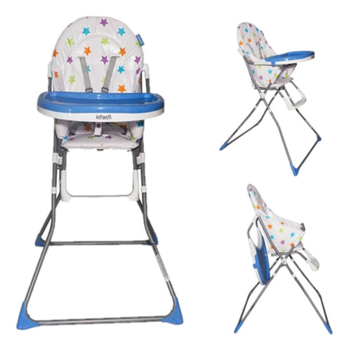 Silla De Comer Bandeja Plegable Candy Azul