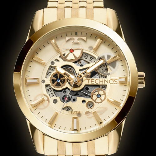 Relógio Technos Automático Dourado Promoção 8205nq/4x Nfe