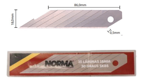 Lâmina Larga 30 Graus 18mm Kit Profissional Com 100 Peças