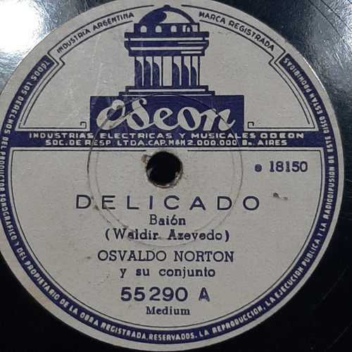 Pasta Osvaldo Norton Y Su Conj Jazz Jorge Belmar Odeon C503