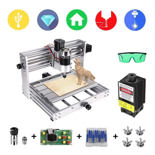 Maquina Cnc 3018 Metal Alu Pro + Laser 1000mw - Pre Armada