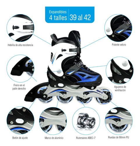 Imagen 6 de 10 de Rollers Extensible Crazy Loop Azul Y Blanco Talle L Outlet