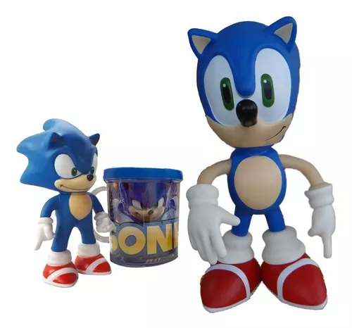 Kit Boneco Sonic 25cm E Sonic 16cm Com Caneca Personalizada no