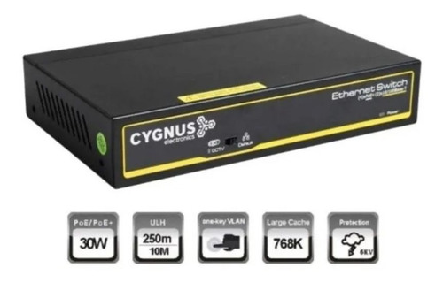 Switch Cctv Ethernet Poe Cygnus S1004-60-v2 + 4p+ 2 Uplnk
