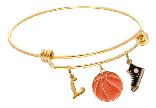 Pulsera Básquetbol Balón Tenis Dije Letra Inicial Acero Moda