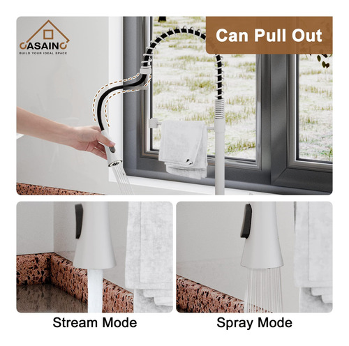 Grifo Cocina Blanco Mate 1.8 Gpm Con Resorte Extraíble