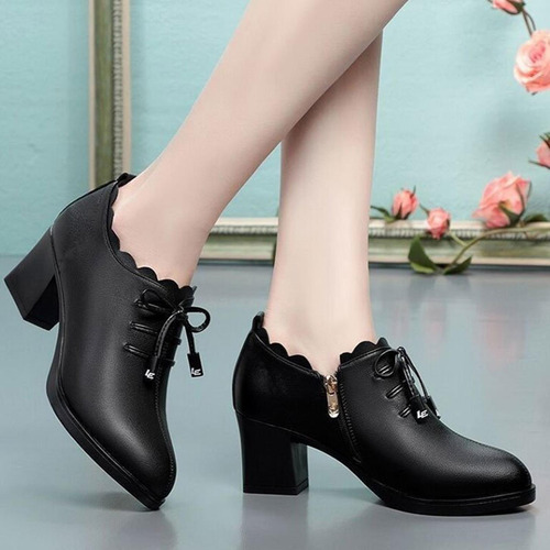 Tacones Gruesos De Bloque Bajo Para Mujer Zapatos Casuales