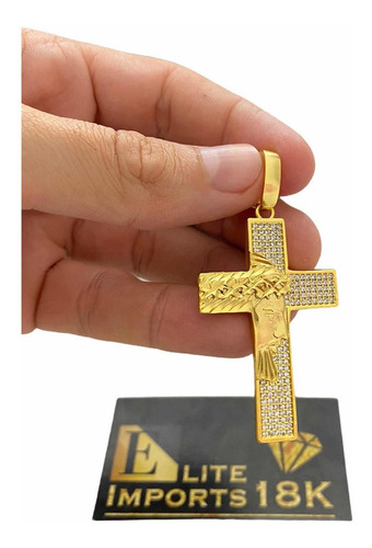 Pingente Cruz Crucifixo Médio Banhado A Ouro 18k Luxo