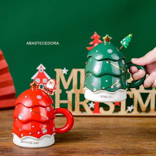 Taza De Café De Cerámica Festiva, Taza De Árbol De Navidad