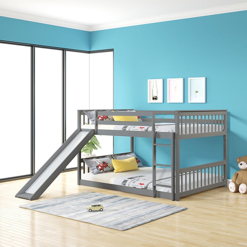 Litera Completa Con Tobogán De Dormitorio Para Niños Gris