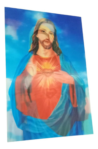 Cuadro Anime Poster 3d Corazón De Jesús/ María 56 X 37cm
