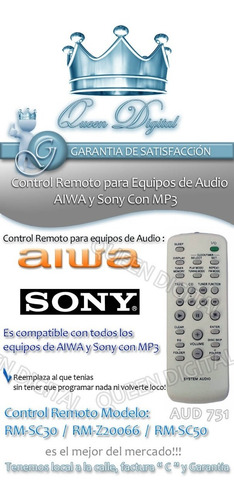 Imagen 2 de 9 de Control Remoto Para Sony Minicomponente Rm-amu006 Rm-scu37b