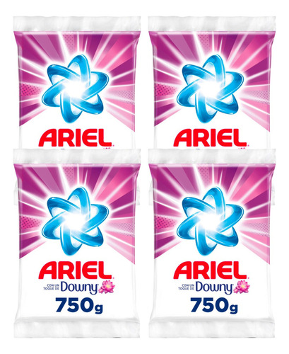 4 Pack Ariel Detergente En Polvo Ropa Con Downy 750 Grs