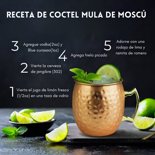 Set 4 Vasos Cobre Moscow Mule 600ml Premium Coctel Tragos