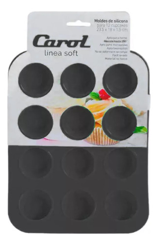 Molde De Silicona X 12 Cakes Linea Soft Carol Color Negro