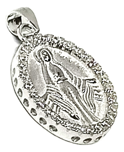 Colgante Medalla Virgen De Los Rayos Circón Plata Fina 925