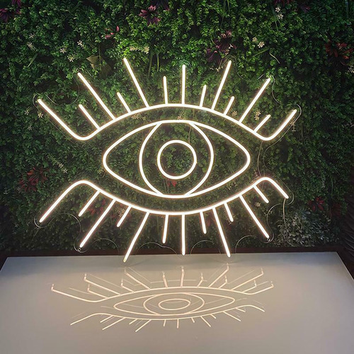 Letrero Luz Neon Ojo Turco Evil Eye Mystic Con Atenuador Led Color Blanco