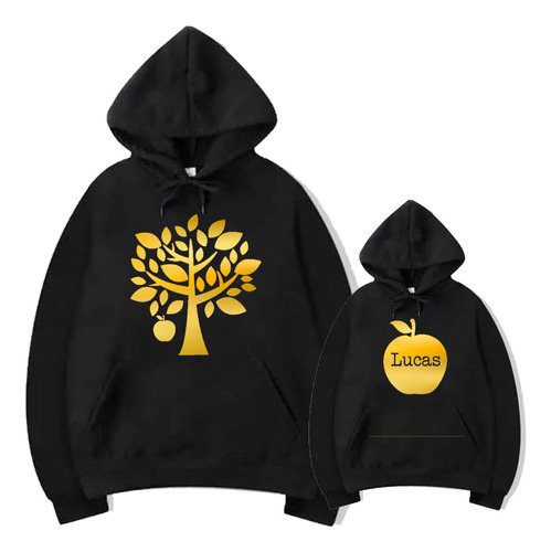 Par Polerones Estampados Día De La Madre Árbol Dorado Personalizado Con Nombre