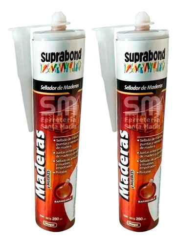 Sellador Acrílico Pintable Madera Nogal Suprabond X280ml X2u