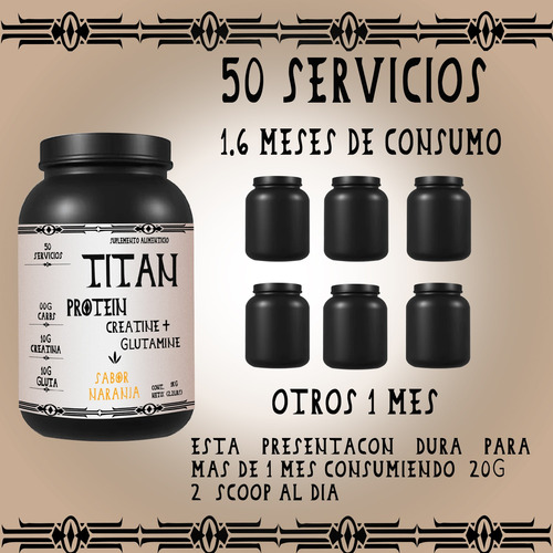 Cla + Carnitina 1kg Titan Suplements 100 Servs Pre Entreno Naranja