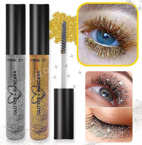 Mascara De Pestañas Rimel Con Glitter Glow Dorado/plateado