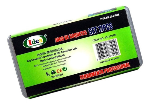 Jogo Soquetes Cromado Curto 1/4 Em Milimetro 4-13mm C/17 Pçs